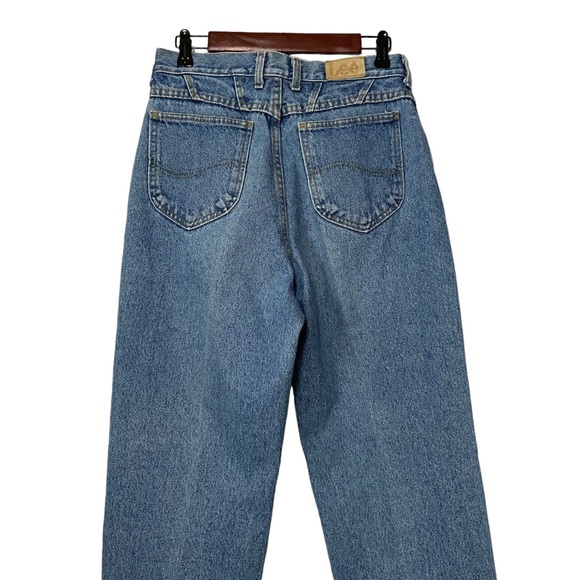 80s Lee Blue High Waisted Stonewash Mom Jeans Vintage Denim Tapered Leg Jeans - Picture 10 of 15